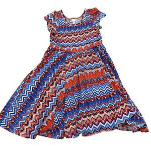 Dot Dot Smile LuLaRoe RWB Lucy Original Twirl Dress Girls 8/10